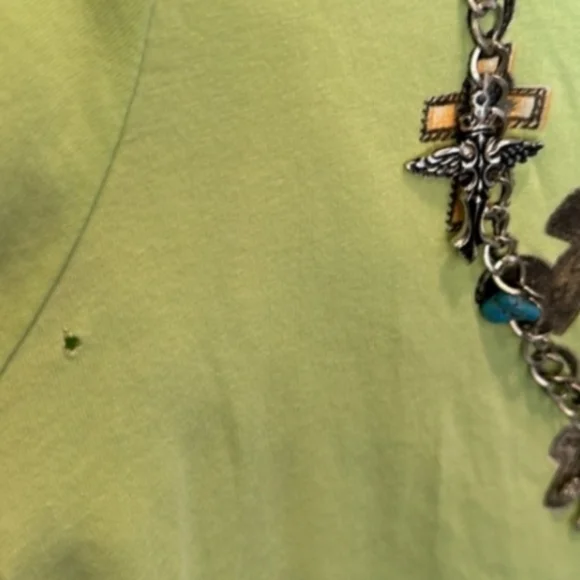 Double D Ranch Lime Green Short Sleeve Top with Chain Accents - Picture 3 of 5